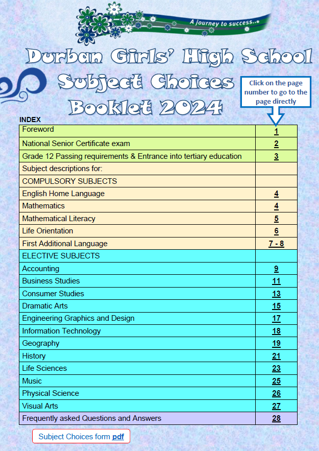 Subject Choice Booklet 2024 Front Page